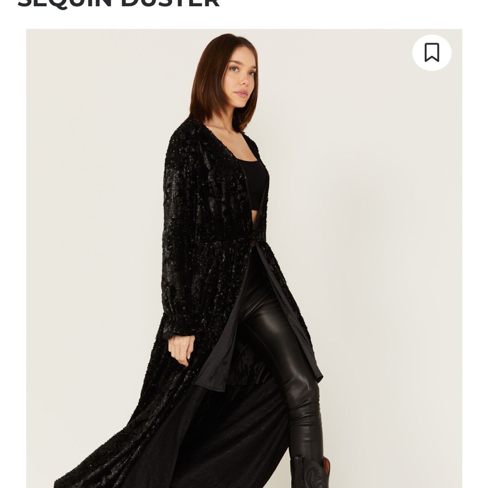 Black Sequin Duster Coat